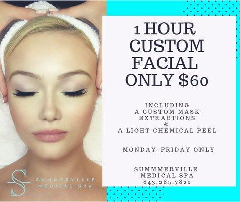 $60 Custom Facial with Chemical Peel  $175 Value