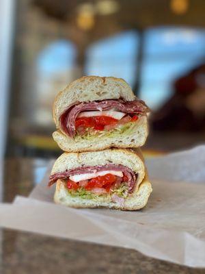 Sopressata w/Roasted Red Peppers & Fresh Mozzarella @tiffhuangry