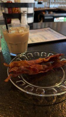 Iced coffee kicker and a side of bacon