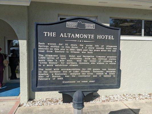 Altamonte Springs Hotel Historical Marker