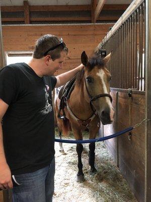 Petting Gypsy after our ride!