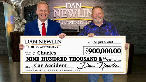 Millions of Dollars Awarded Daily with Few Exceptions. Winning $900,000.00 for Charles shows our commitment to helping car accident victims.