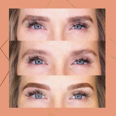 This is an example of Combo brows. Combination brows are a combination of microblading strokes and powder brows.