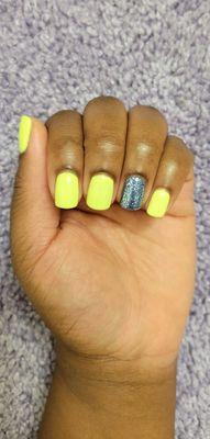 Neon with blue glitter