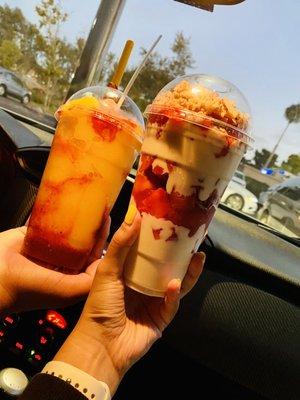 Fresas con Crema Fruit Salad and Diablito Any Fruit Flavor Smoothie