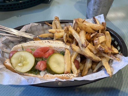 Chicago style hot dog