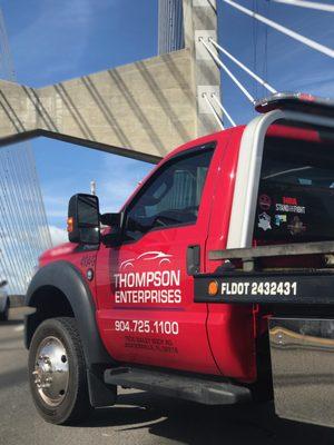 Thompson Enterprises at the top of the Dames point clearing an accident.