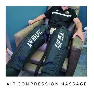 Receive a lymphatic air compression massage to speed up recovery. Amazing for your circulation, restless feet and tired feet.