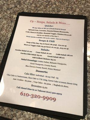 Menu options