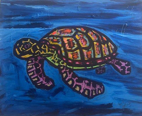 Original Oil Painted Rurtle