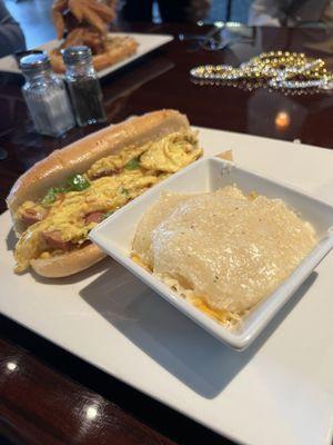 Breakfast po boy with grits