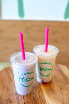 Left to Right: Taro Milk Tea and Jasmine Milk Tea