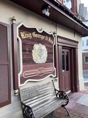 Outside King George's II Inn in Bristol, PA