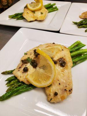 Menu Tasting // Chicken Scalloppini, Citrus Asparagus