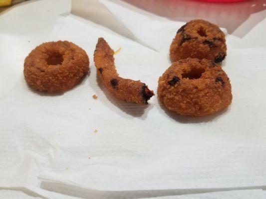 Onion rings, fit only for the trash..