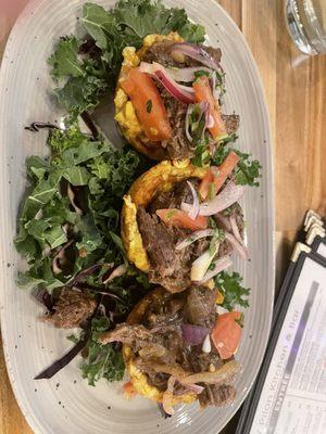 Tostones Rellenos with beef