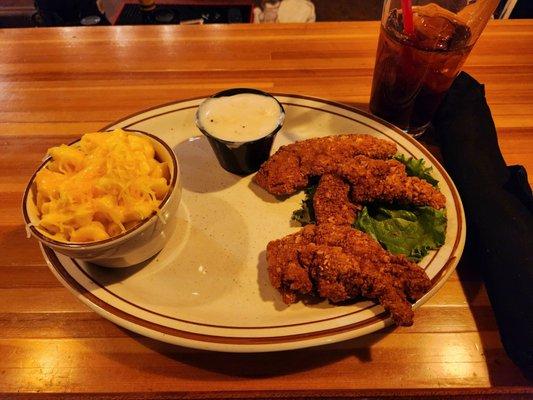 Panko breaded chicken tenders and Mac and cheese.