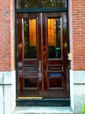 Refinishing doors and furniture.