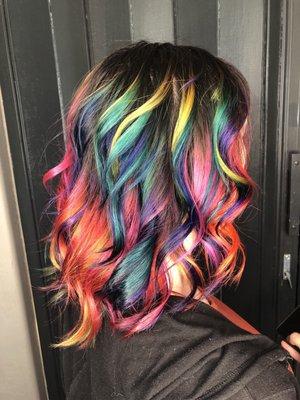 Rainbow hair done by Vanessa