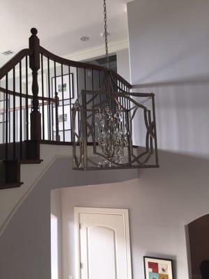 It's hard to tell in this picture but this is our hallway chandelier that is stunning. The picture doesn't do it justice.