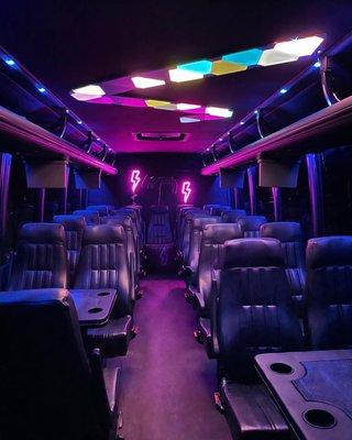 Interior photo of our shuttle bus