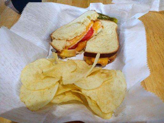 Roasted Garlic Grilled Cheese w/ Kettle Chips