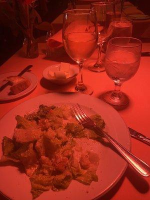 Caesar Salad, Sauvignon Blanc, and bread