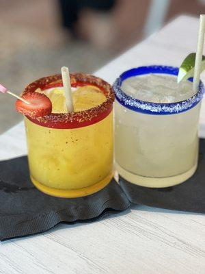 Passion Fruit Margarita with a Tajin rim.