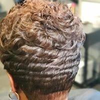 Short cut curly style (back view)