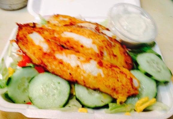 House salad with seasoned grilled tilapia