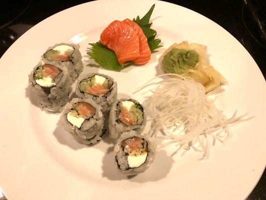 Philadelphia Roll and King Salmon sashimi