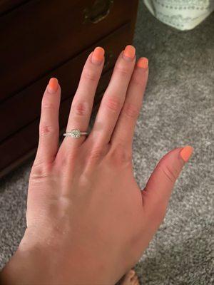 Gel manicure after about a month. You can see my nails grow right out but the gel doesn't peel or chip at all