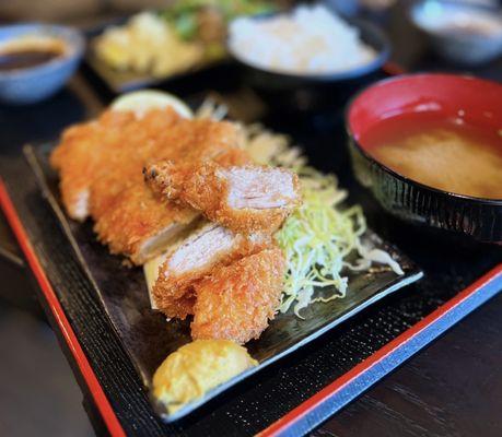 Tonkatsu Bento Box w/ salad, mac salad, miso soup, rice | $16