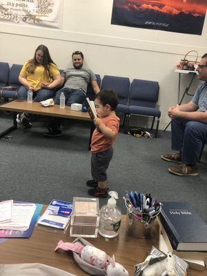 Little Joshua teaching Bible study