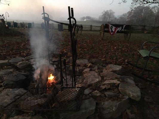 Fire pit behind guesthouse