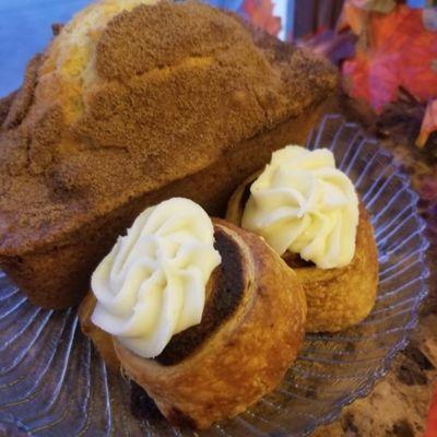 Cinnamon swirl mini loaf and mini cinnamon rolls are a great combination.