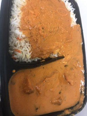 Butter chicken and rice (not the best picture, but was more in quantity and better in taste  than this picture would suggest)