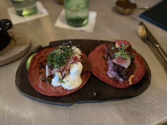 Mushrooms Taco and Sea Bass Taco