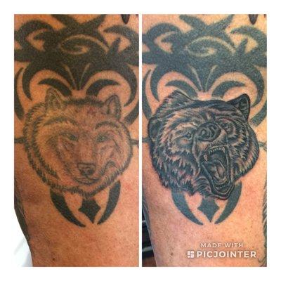 cover-up tattoo by Steve Barrett