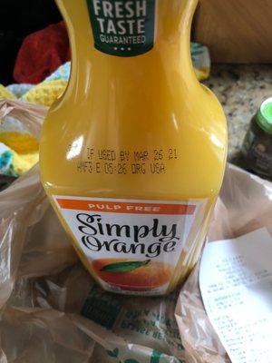 Expire orange juice