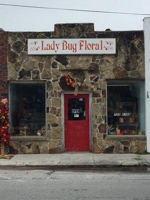 This adorable flowershop is in a  112 year old rock building in downtown Nixa