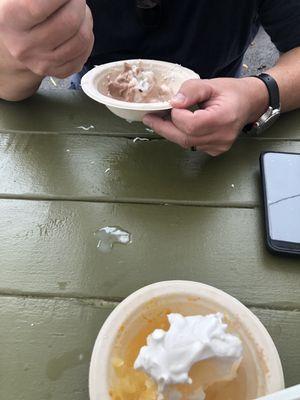 The delicious chocolate ice cream treat in the center of the Hapa.