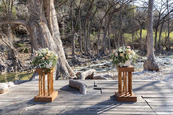 Ceremony site. Floral arrangements provided by OGR. This is just one of many decorations you can pick from.