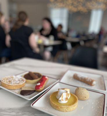 Crostata della nomma (pignoli & vanilla pastry cream) and (lemon curd & merengue), Éclair (Strawberry mascarpone), Pâte à Choux, Cannoli,