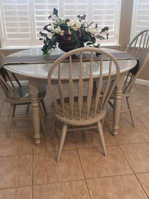 Oak refinished table & chairs