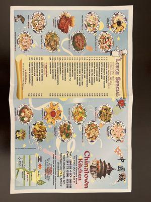 Front of menu