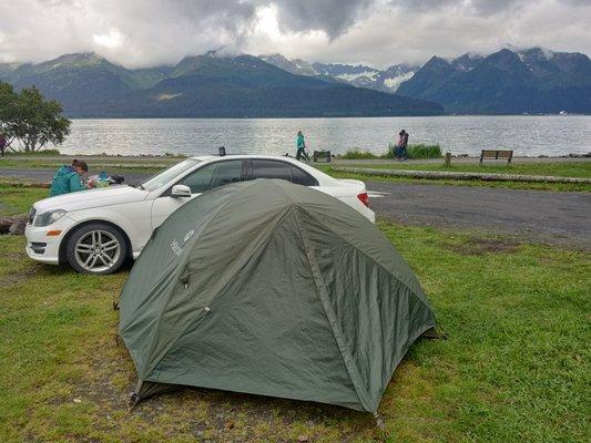 Seward, AK campground overlooking the bay