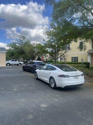 Parking situation in front of our garages from the school the HOA doesn't enforce, this is a fire lane