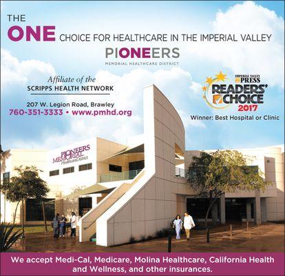 Selected BEST HOSPITAL by the Readers of the Imperial Valley Press for 2017 Readers Choice