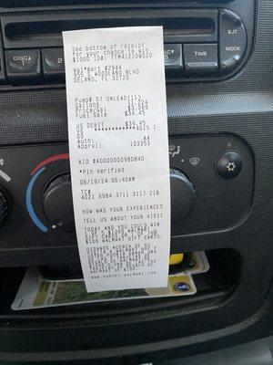 Receipt for feeding BigRed